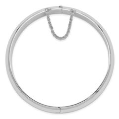 Sterling Silver 925 Hinged Bangle Bracelet with Polished Rhodium Finish