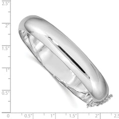 Sterling Silver 925 Hinged Bangle Bracelet with Polished Rhodium Finish