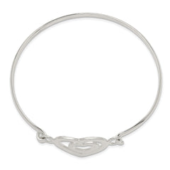 Sterling Silver 925 Polished Heart Bangle Bracelet for Women