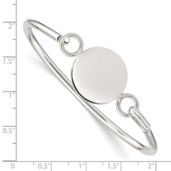 Sterling Silver 925 Polished Bangle with Round ID Plate for Women
