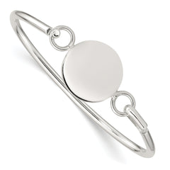 Sterling Silver Bangle w/Round ID Plate Bracelet