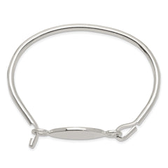 Sterling Silver 925 Bangle Bracelet with Engravable ID Plate