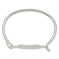 Sterling Silver 925 Oval ID Bangle Bracelet with Polished Finish