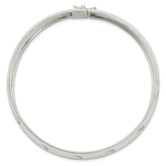 Sterling Silver 925 Adjustable Bangle with Polished Textured Design