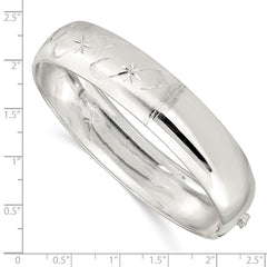 Sterling Silver 925 Adjustable Bangle with Polished Textured Design