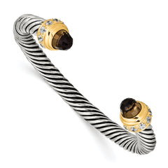 Sterling Silver Flash Gold-plated Antique CZ Bangle