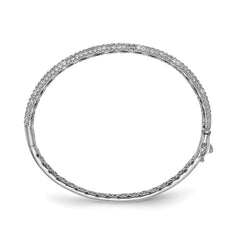 Sterling Shimmer Sterling Silver Rhodium-plated 175 Stone Pavâââ¬Ã
¡ CZ Hinged Bangle Bracelet