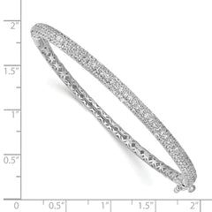 Sterling Shimmer Sterling Silver Rhodium-plated 175 Stone Pavâââ¬Ã
¡ CZ Hinged Bangle Bracelet