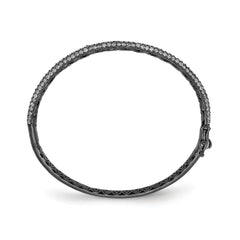 Sterling Shimmer Sterling Silver Black Rhodium-plated 175 Stone Pavâââ¬Ã
¡ CZ Hinged Bangle Bracelet