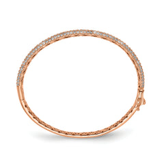 Sterling Shimmer Sterling Silver Rose-tone Flash Rose Gold-plated 175 Stone Pavâââ¬Ã
¡ CZ Hinged Bangle Bracelet