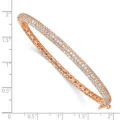 Sterling Shimmer Sterling Silver Rose-tone Flash Rose Gold-plated 175 Stone Pavâââ¬Ã
¡ CZ Hinged Bangle Bracelet