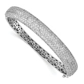 Sterling Shimmer Sterling Silver Rhodium-plated 439 Stone CZ Pav‚ Hinged Bangle