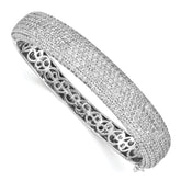 Sterling Shimmer Sterling Silver Rhodium-plated 568 Stone CZ Pav‚ Hinged Bangle