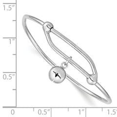 Sterling Silver Adjustable Baby Bangle with Polished Jingle Bell Charm