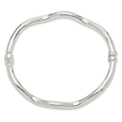 Sophia Jewelers Sterling Silver Hinged Bangle with Polished Wavy Design