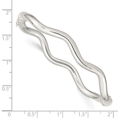 Sophia Jewelers Sterling Silver Hinged Bangle with Polished Wavy Design