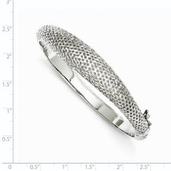 Sophia Jewelers Sterling Silver 925 Polished Hinged Bangle Elegant and Textured