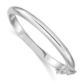 Sterling Silver RH-plated Polished 4mm w/ Safety Hinged Children's Bangle