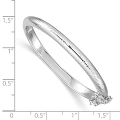Sterling Silver Rhodium-Plated Girls' Bangle with Diamond-Cut Design