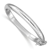 Sterling Silver Rhodium-plated Polished & Diamond-cut 5mm with Safety Clasp Hinged Children's Bangle