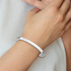 Sterling Silver 925 Polished Children's Bangle with Safety Clasp
