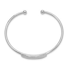 Sterling Silver 925 Children's ID Cuff with Polished Rhodium Finish