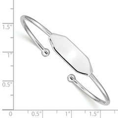 Sterling Silver 925 Children's ID Cuff with Polished Rhodium Finish