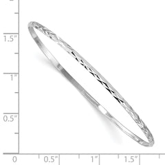 Sterling Silver Children's Bangle with Polished Diamond-Cut Slip-On Design