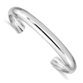 Sterling Silver Rhod-plated Polished & Domed 6mm Children's Cuff Bangle
