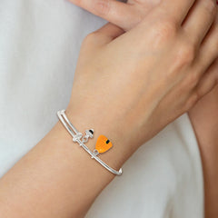 Sterling Silver Enamel Bee & Beehive Children's Bangle Adjustable