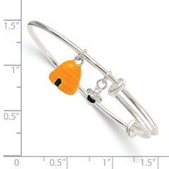 Sterling Silver Enamel Bee & Beehive Children's Bangle Adjustable
