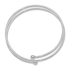 Sterling Silver 925 Flexible Slip-On Bangle with Rhodium Polished Finish