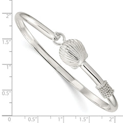 Sterling Silver 925 Polished Shell Bangle for Women