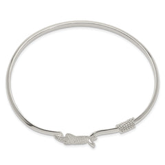 Sterling Silver 925 Starfish Bangle with Polished and Textured Finish