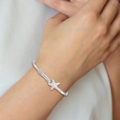 Sterling Silver 925 Starfish Bangle with Polished and Textured Finish