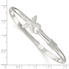 Sterling Silver 925 Starfish Bangle with Polished and Textured Finish