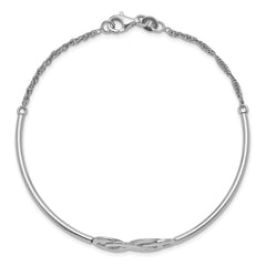 Sterling Silver 925 Double Infinity Bangle with Polished Rhodium Finish