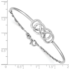Sterling Silver 925 Double Infinity Bangle with Polished Rhodium Finish