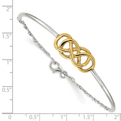Gold-Plated Sterling Silver Double Infinity Bangle Bracelet for Women