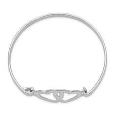 Sophia Jewelers Sterling Silver Heart Bangle with Rhodium Polish