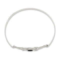 Sophia Jewelers Sterling Silver Onyx Celtic Bangle with Flexible Design