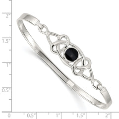 Sophia Jewelers Sterling Silver Onyx Celtic Bangle with Flexible Design