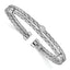 Sterling Silver Polished Rhodium-plated Double Strand CZ Cuff Bangle