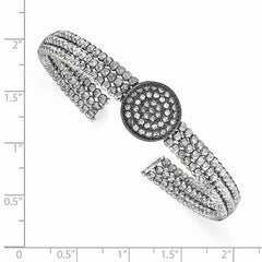 Sophia Jewelers Sterling Silver Black Rhodium 3-Strand Swarovski Cuff Bracelet