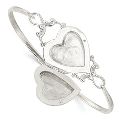 Sterling Silver 925 Heart Locket Bangle with Flexible Design