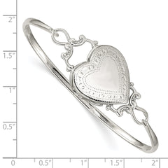 Sterling Silver 925 Heart Locket Bangle with Flexible Design