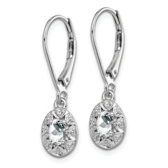 Sterling Silver Rhodium-Plated White Topaz & Diamond Drop Earrings Polished Finish