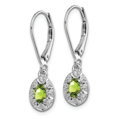 Sophia Jewelers Sterling Silver Peridot & Diamond Drop Earrings, Rhodium-Plated