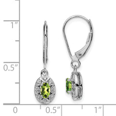 Sophia Jewelers Sterling Silver Peridot & Diamond Drop Earrings, Rhodium-Plated