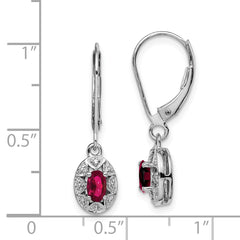 Sophia Jewelers Sterling Silver Rhodium Dangle Earrings with Lab Ruby & Diamond